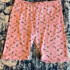 Aeropostale Aero 1987 Pink Leopard Print Bike Shorts Pajama Bottoms Size Large
